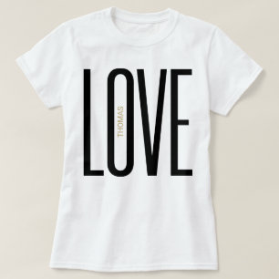 Love High Letters Monogram White Gold Clean Design T-Shirt