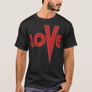 Love High V Red And Gold Glitter Letter Art T-Shirt