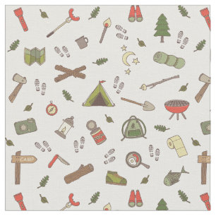 Love Hiking and Camping Woodland Wilderness Theme Fabric