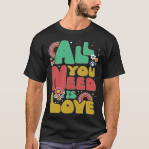 Love Hippie Peace Sign 60s 70s Groovy Retro Vintag T-Shirt