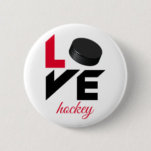 Love hockey 2 inch round button