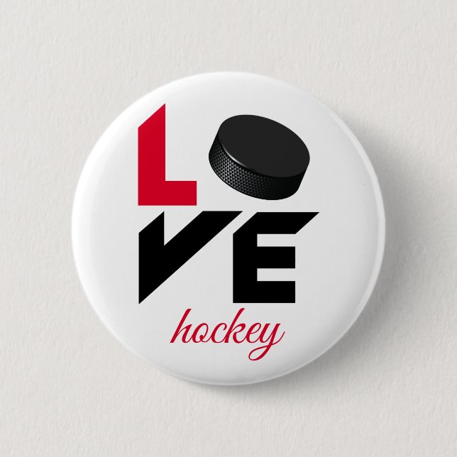 Love hockey 2 inch round button (Front)