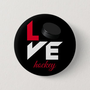 Love hockey 2 inch round button
