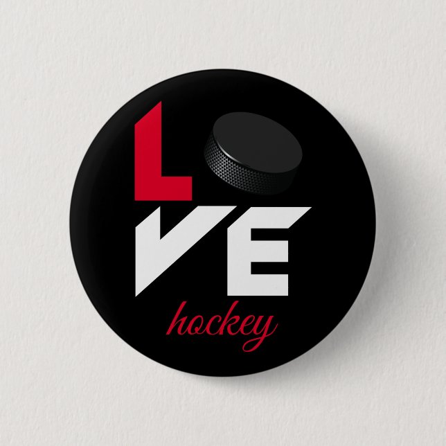 Love hockey 2 inch round button (Front)