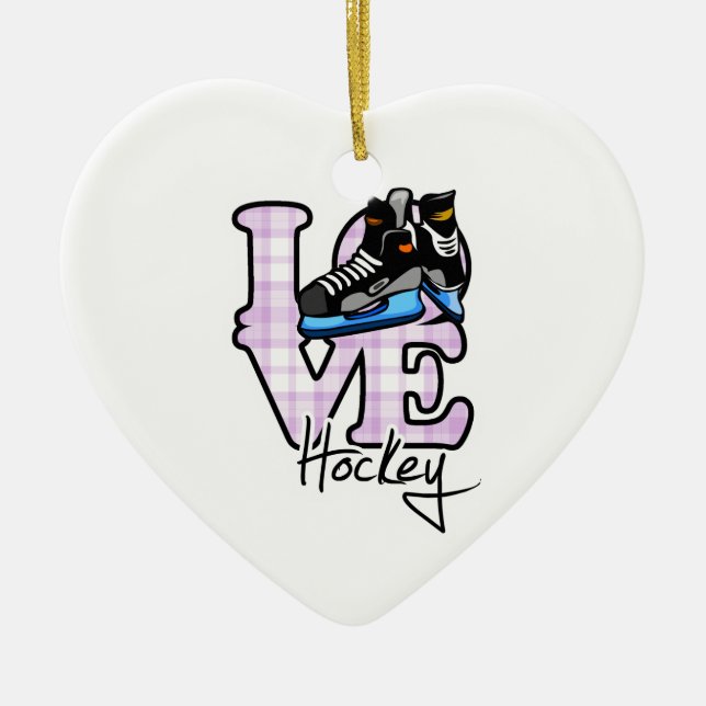 Love Hockey Ceramic Ornament (Front)