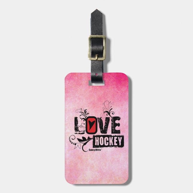 Love Hockey Swirl Luggage Tag (Front Vertical)
