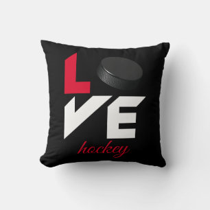 Love hockey throw pillow