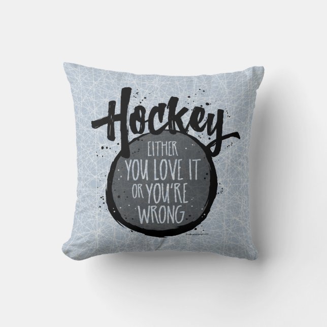 Love Hockey Throw Pillow (Front)
