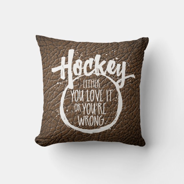 Love Hockey Throw Pillow (Front)