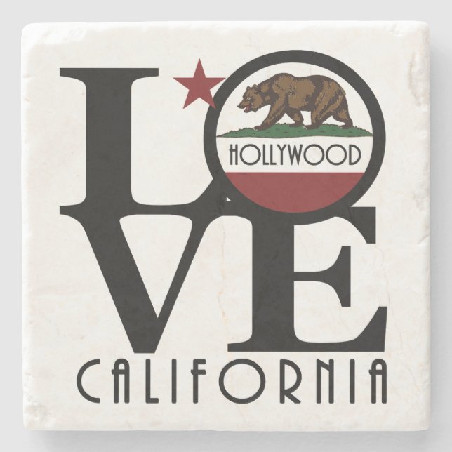 LOVE Hollywood California Stone Coaster (Front)