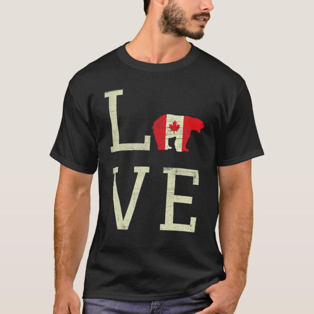 Love Home Canada Day Maple Proud Canadian Flag Can T-Shirt (Front)
