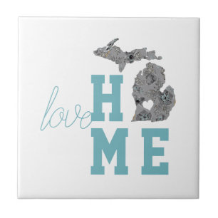 Love Home Is Michigan The Great Lakes State Decor Tile