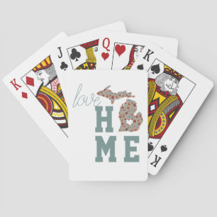 Love Home State Of Michigan Poppies Floral Pattern Playing Cards