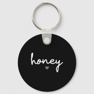 Love Honey Autism Awareness Heart Honey Mothers Da Keychain