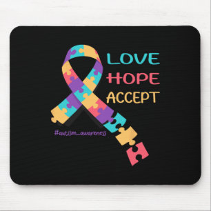 Love Hope Accept Cool Autistic Be Kind Autism Awar Mouse Pad