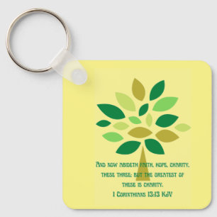 Love, hope and charity faith based keychain