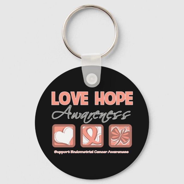 Love Hope Awareness Endometrial Cancer Keychain (Front)