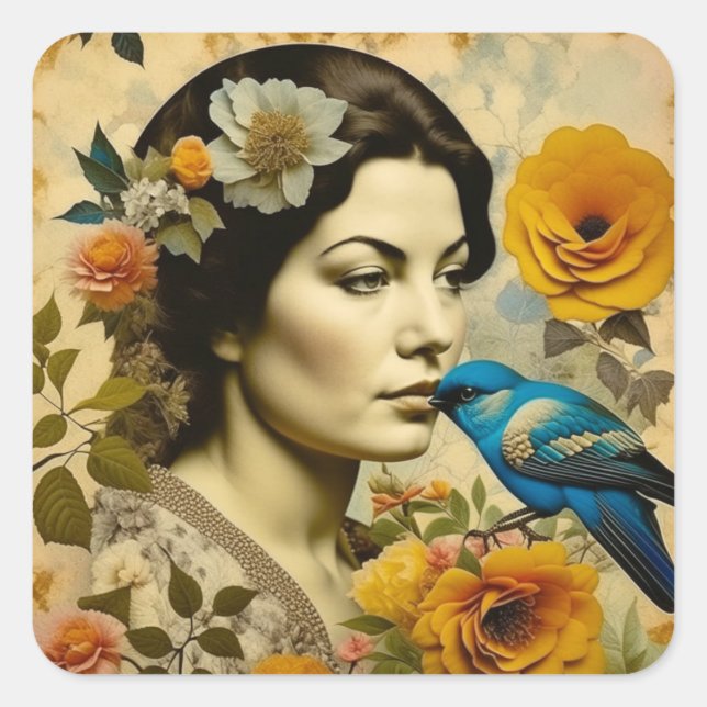 Love, Hope, Beauty Inspirational Vintage Woman Square Sticker (Front)