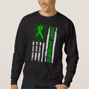Love Hope Faith Support Green American Flag Kidney Sweatshirt