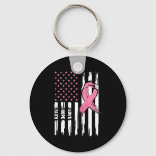 Love Hope Faith Usa American Flag _ Breast Cancer Keychain