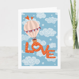 Love Hot Air Balloon In Clouds Card