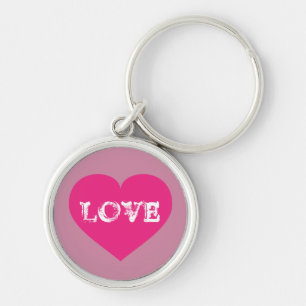 LOVE hot pink heart Keychain
