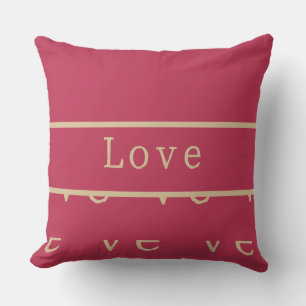 Love Hot Pink / Magenta Gold Typography Throw Pillow