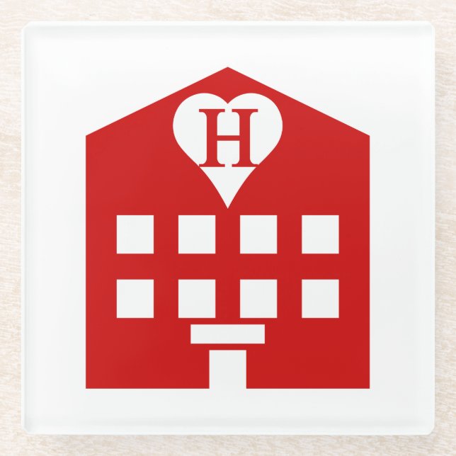 Love Hotel Japanese Emoji Glass Coaster (Front)