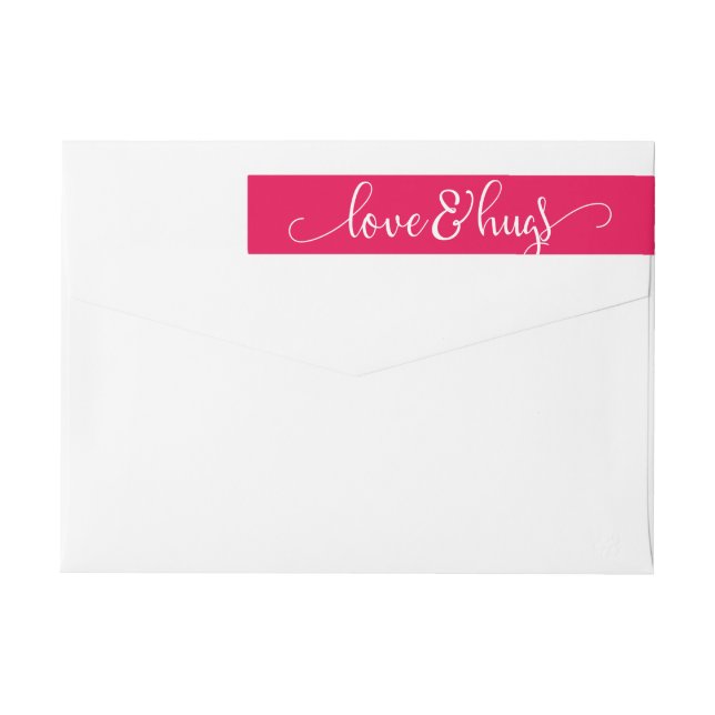 Love & Hugs White Script Wrap Around Label (Back)