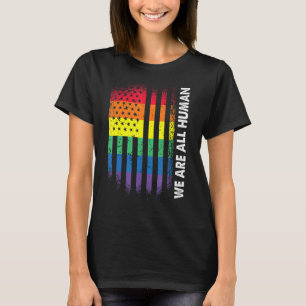 Love Human American Flag Rainbow Gay Lgbtq Lgbt Pr T-Shirt