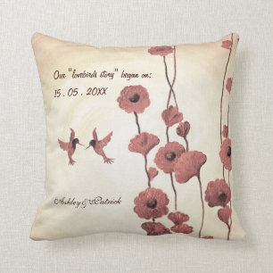Love Hummingbirds and Painted Flowers American MoJ Throw Pillow