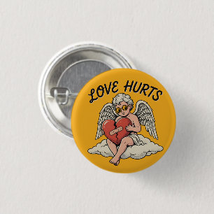 Love Hurts Cupid Angel 1 Inch Round Button
