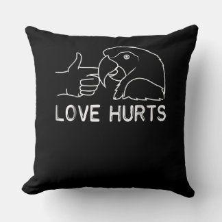 Love Hurts Parrot Lovers African Grey Budgerigar F Throw Pillow
