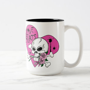 Love Hurts Skull Two-Tone Coffee Mug
