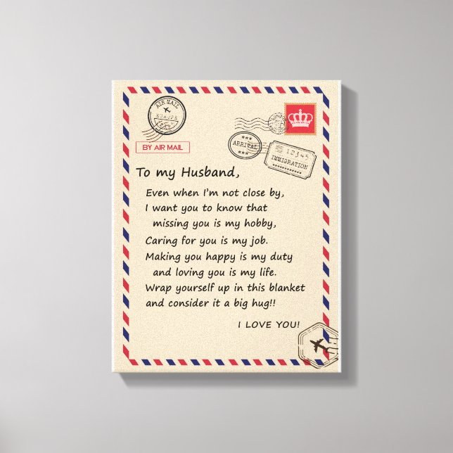 Love Husband | Letter To My Husband I Love You Canvas Print (Front)