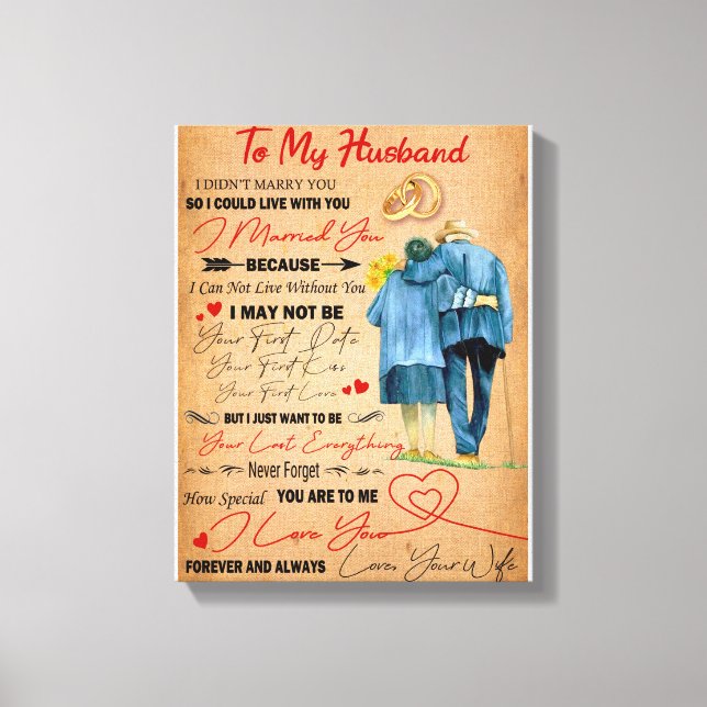Love Husband | Letter To My Husband I Love You Canvas Print (Front)