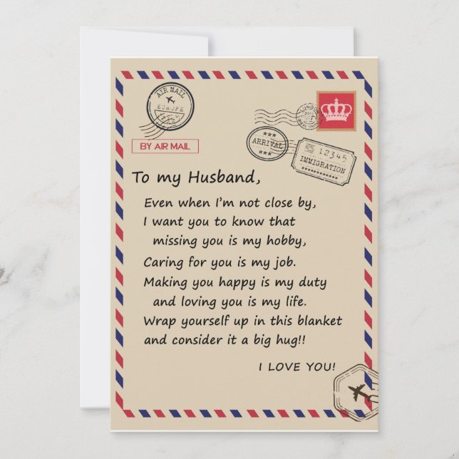 Love Husband | Letter To My Husband I Love You Invitation (Front)