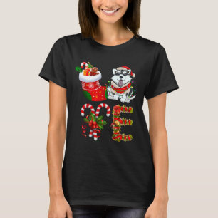 Love Husky Dog Christmas Light Funny Dog Animal T-Shirt