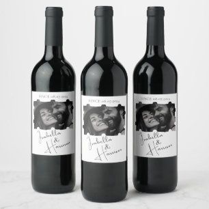 Love I Calligraphy Custom Puzzle Photo Collage Wine Label