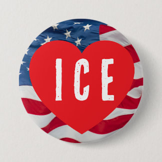 LOVE ICE HEART W/FLAG 3 INCH ROUND BUTTON