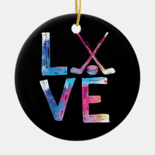 Love Ice Hockey Girls Hockey Gifts Womens Ice Hock Ceramic Ornament