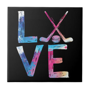 Love Ice Hockey Girls Hockey Gifts Womens Ice Hock Tile