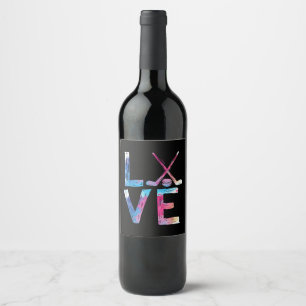 Love Ice Hockey Girls Hockey Gifts Womens Ice Hock Wine Label