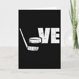 Love Ice Hockey Stick Puck Player Goalie Fans Men Card