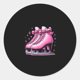 Love Ice Skating Pink Coquette Skates Winter Sport Classic Round Sticker