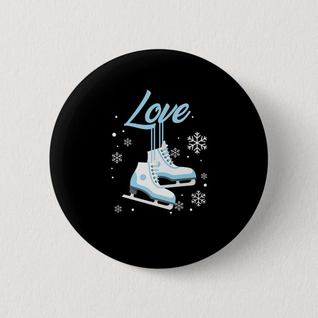 Love Ice Skating Winter Sports Gift 2 Inch Round Button (Front)