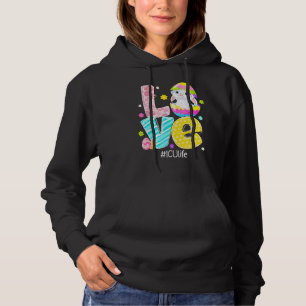 Love Icu Life Nurse Bunny Ears Funny Easter Eggs O Hoodie