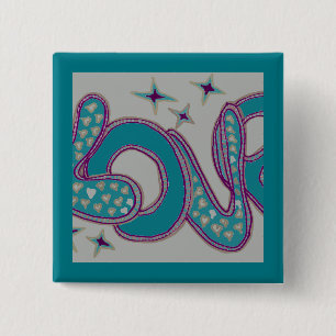 Love in 1960s style 2 inch square button