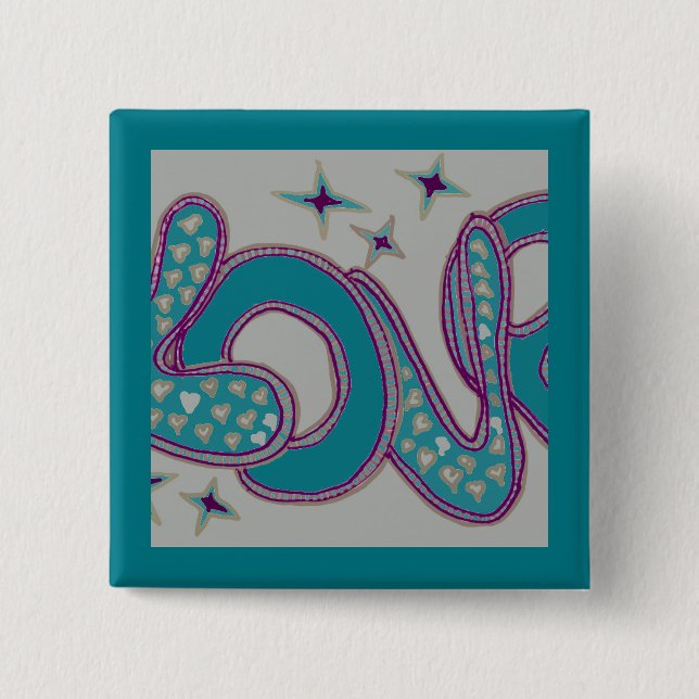 Love in 1960s style 2 inch square button (Front)