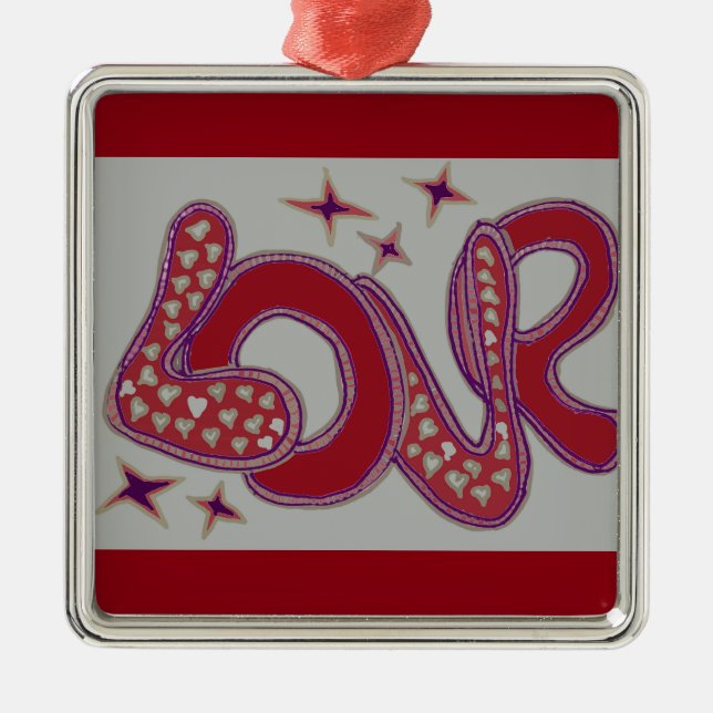 Love in 1960s style metal ornament (Front)